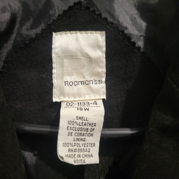Black Western Suede Leather Fringe Jacket Embroidered Roamans Womens  Sz 18W - Picture 2 of 14